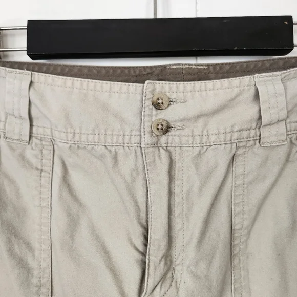 Columbia Beige Cotton Cropped Mid Rise Wide Leg Crop Hiking Capri Summer Travel - Picture 4 of 9